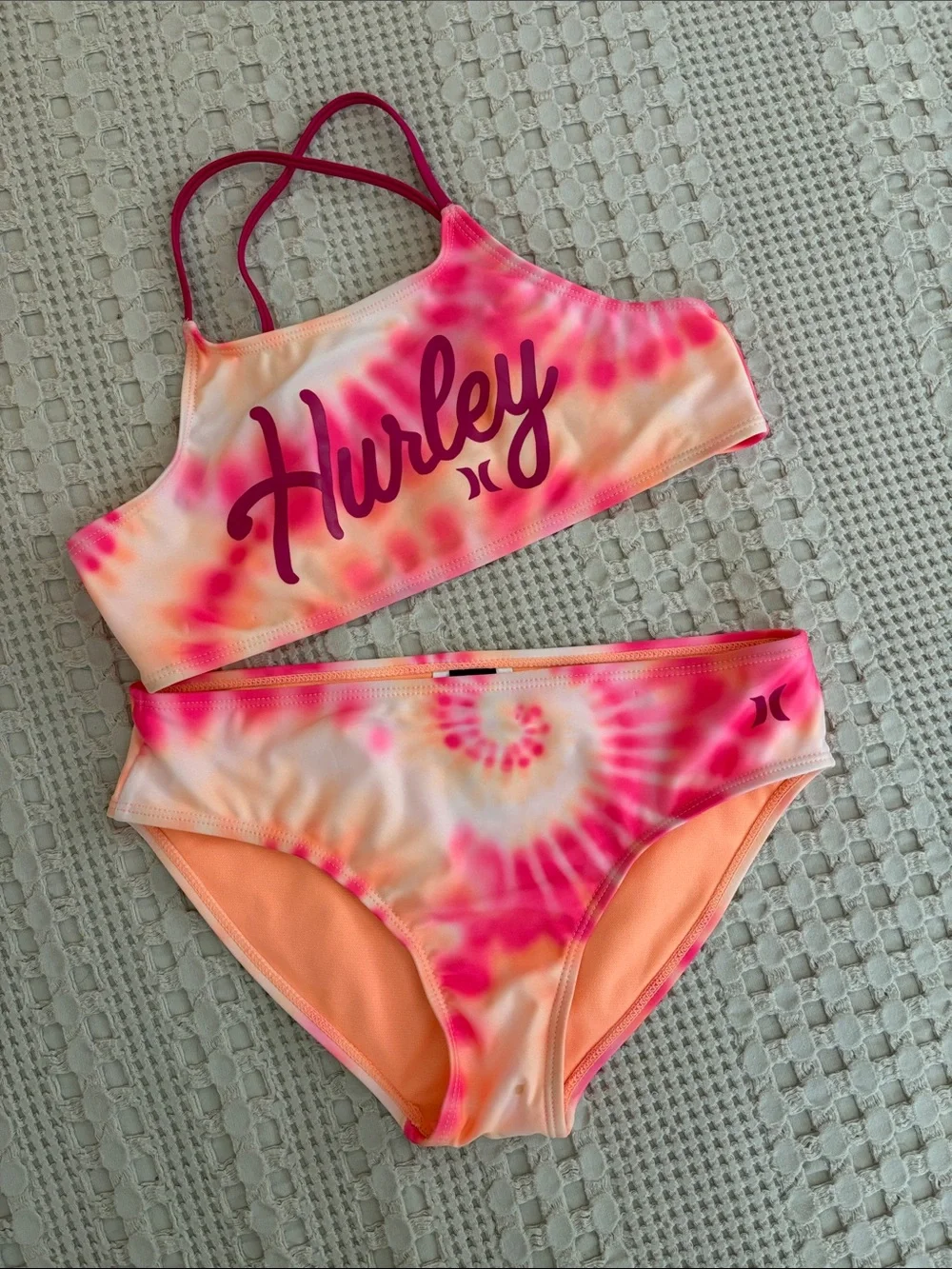 Hurley Pink & Peach Tie-Dye Sport Bikini